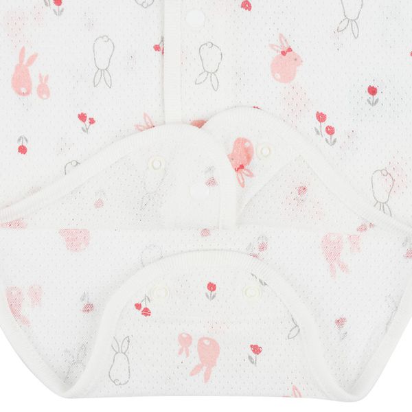 akachan honpo - 短袖前開式網眼包屁衣-粉紅色