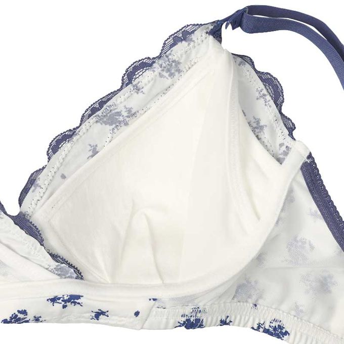 akachan honpo - 自然服貼胸罩 豐滿型-羅紋-深藍色