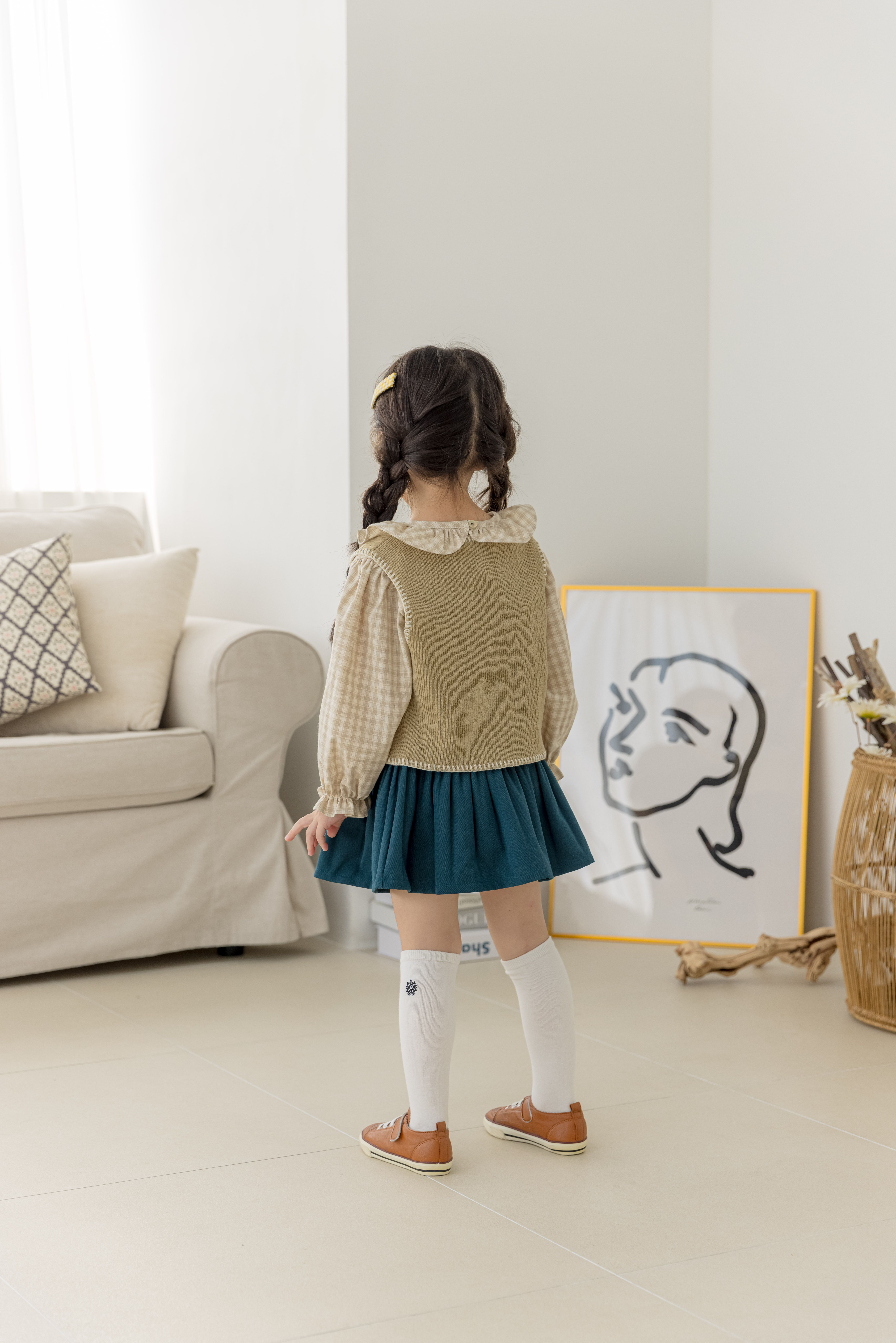 韓國 Orange Mom - 三隻小熊針織短背心-抹茶綠