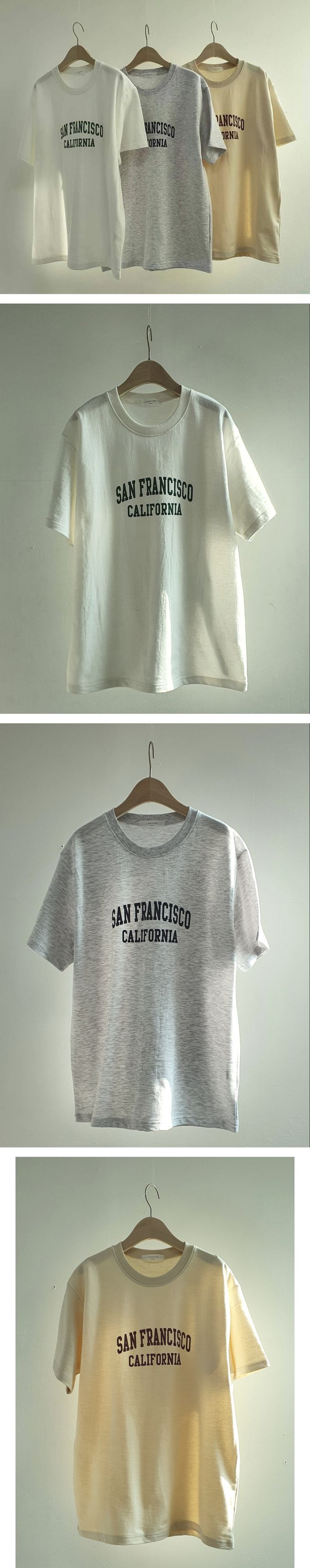 韓國女裝連線 - 美式休閒風格純棉短袖上衣-米 (FREE)