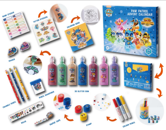 汪汪隊立大功 - 聖誕倒數降臨曆-經典版-手指偶款-贈聖誕系列紋身貼紙*1張