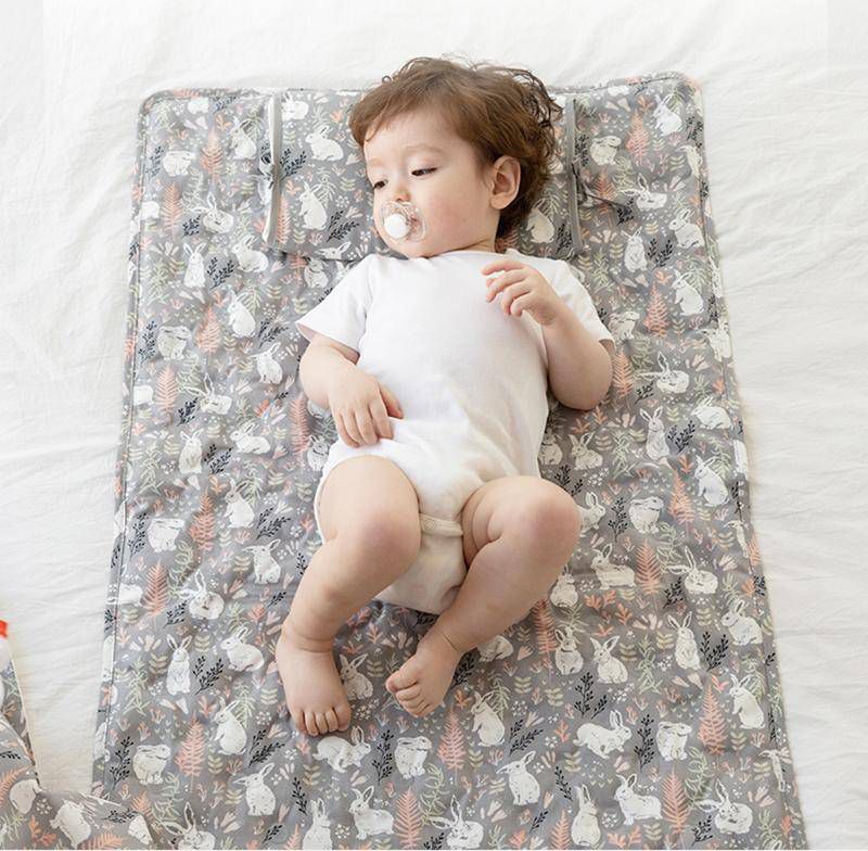 韓國 Jellypop - 全新微顆粒酷涼珠 100%純棉果凍床墊-牛奶跳跳兔-白色 (90 X 60X1.5 (±2cm))