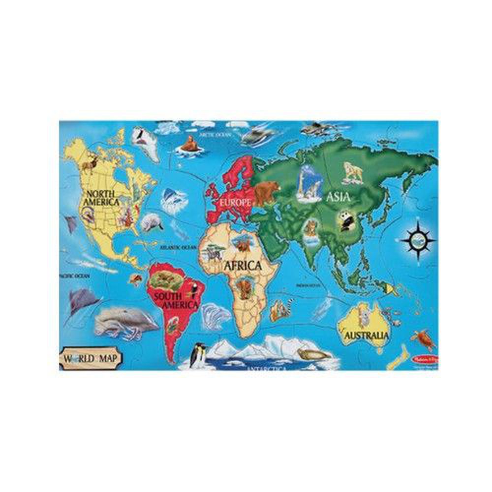 美國瑪莉莎 Melissa & Doug - MD 地板拼圖-世界地圖-33片