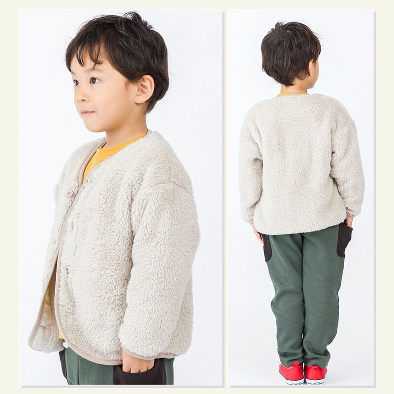 日本 ZOOLAND - 超細纖維毛絨無領泰迪熊外套-粉紅