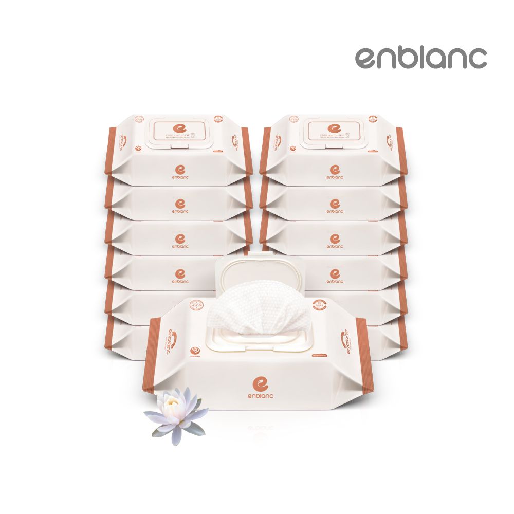 韓國 ENBLANC - 輕厚蓮花｜極柔純水濕紙巾-有蓋隨身包-白色-24抽12包