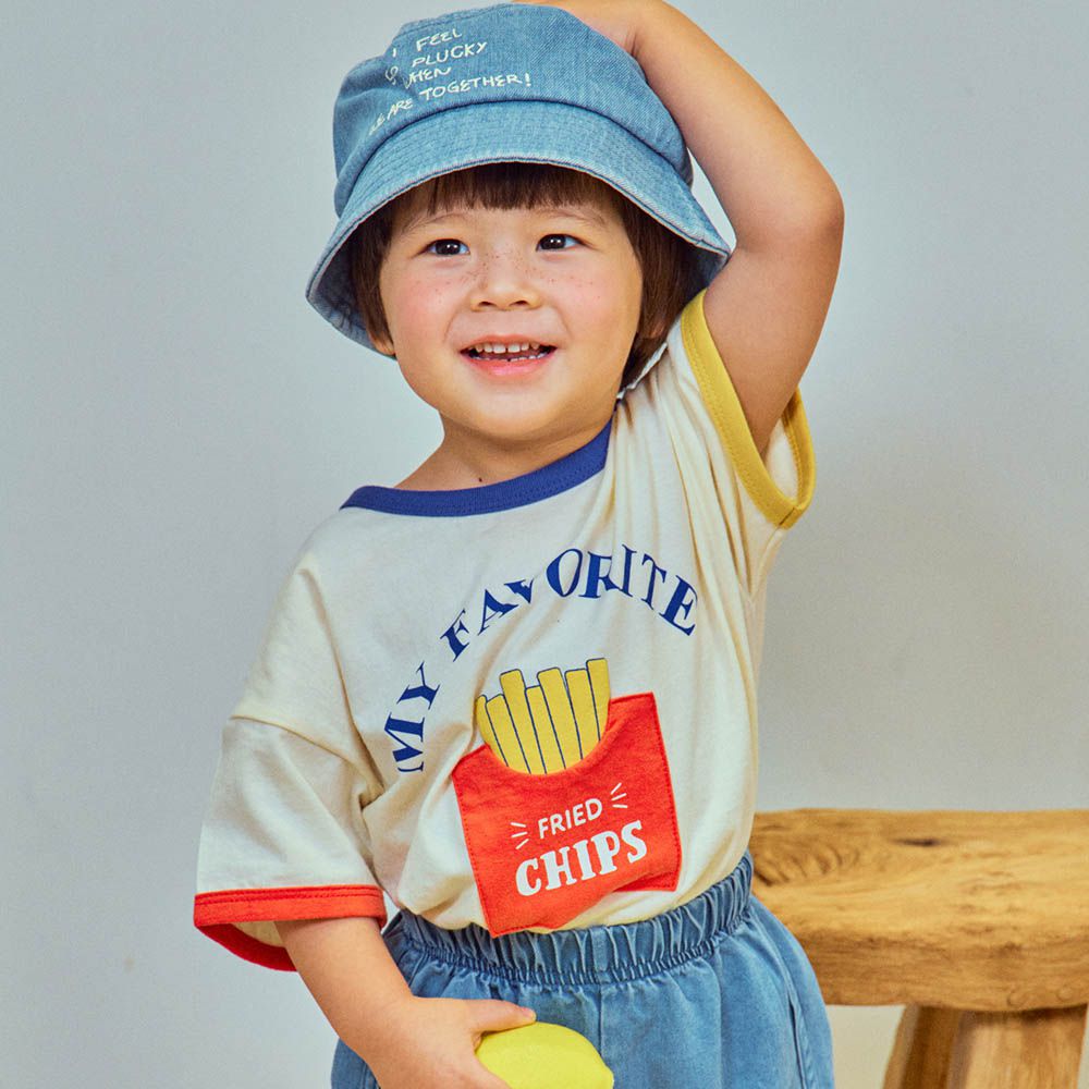 美味薯條短袖上衣-米