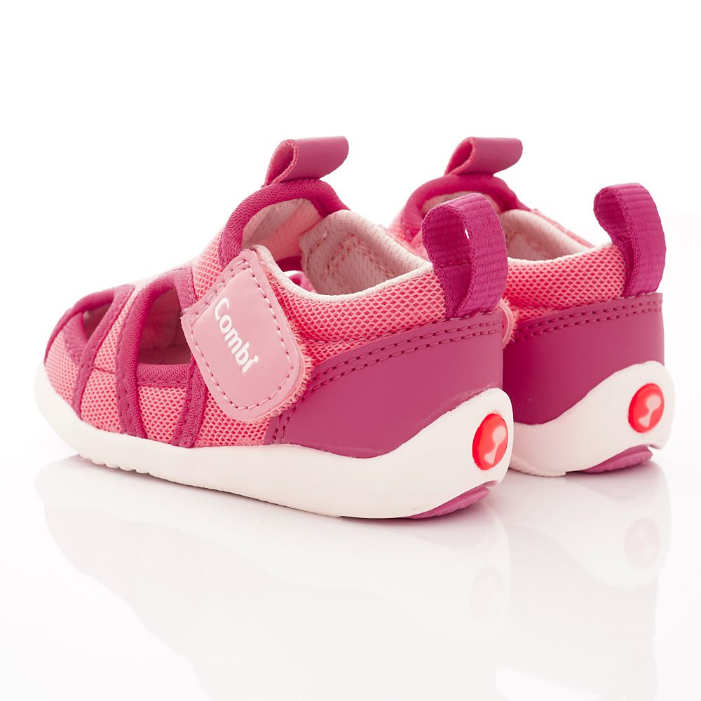 日本 Combi - 機能童鞋/學步鞋-護趾透氣學步涼鞋(寶寶段)-粉