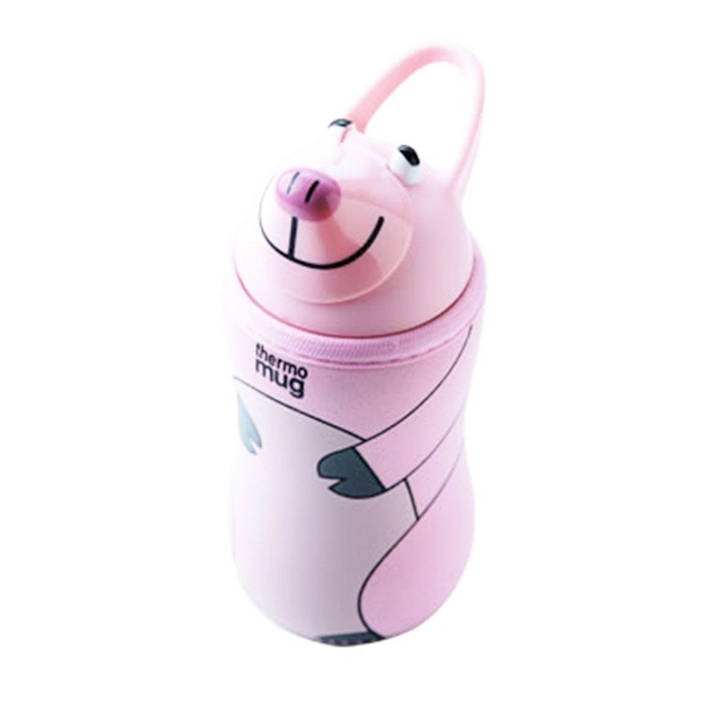 日本Thermo mug - 動物造型不鏽鋼水壺-粉紅小豬 (380ml)