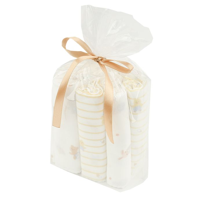 akachan honpo - 棉紗手帕20入-動物寶寶-米白色 (23.5×23.5cm)