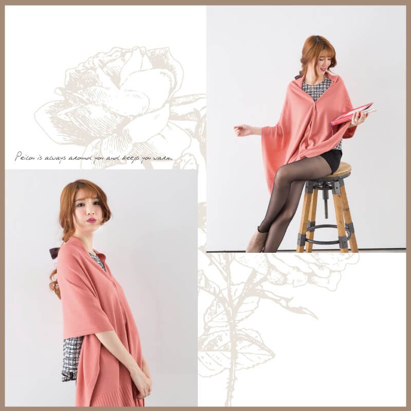 貝柔 Peilou - 純色多用途針織披肩圍巾-淺紫