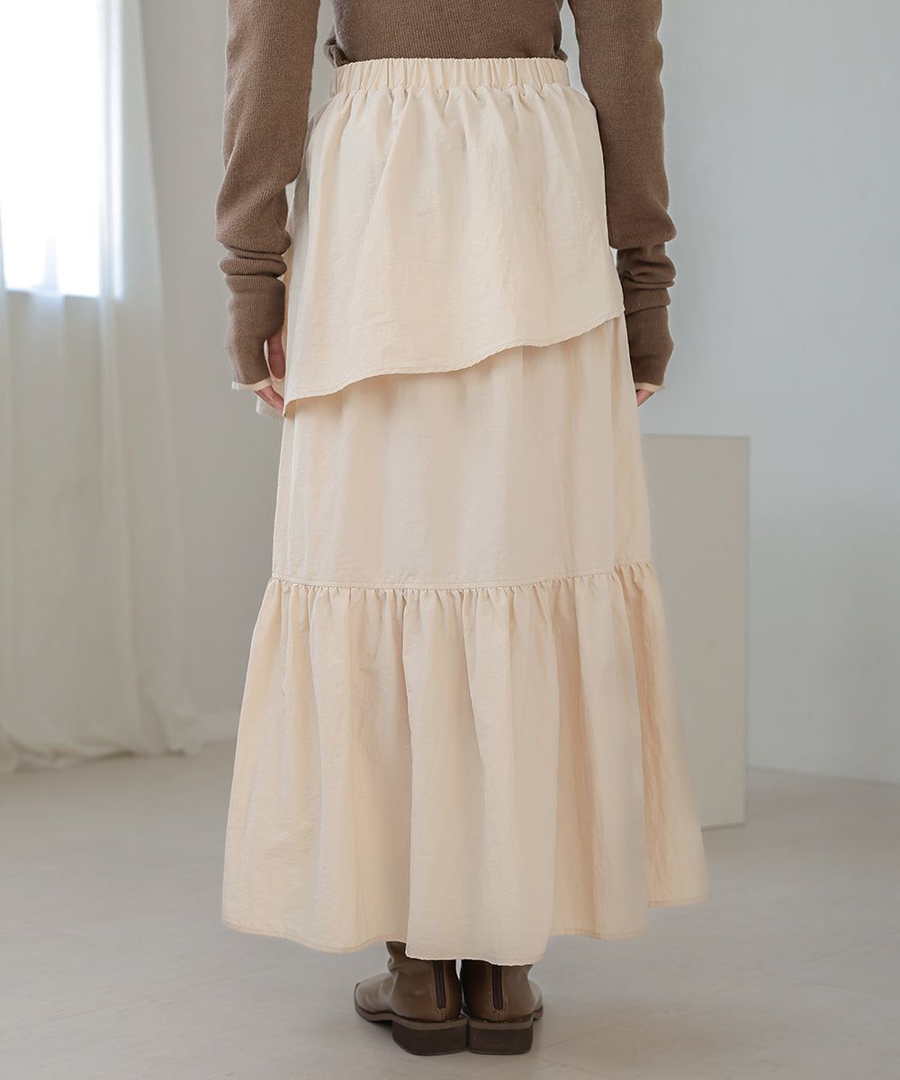 日本 Bab - 成熟可愛立體縐褶蛋糕長裙-米杏 (M)