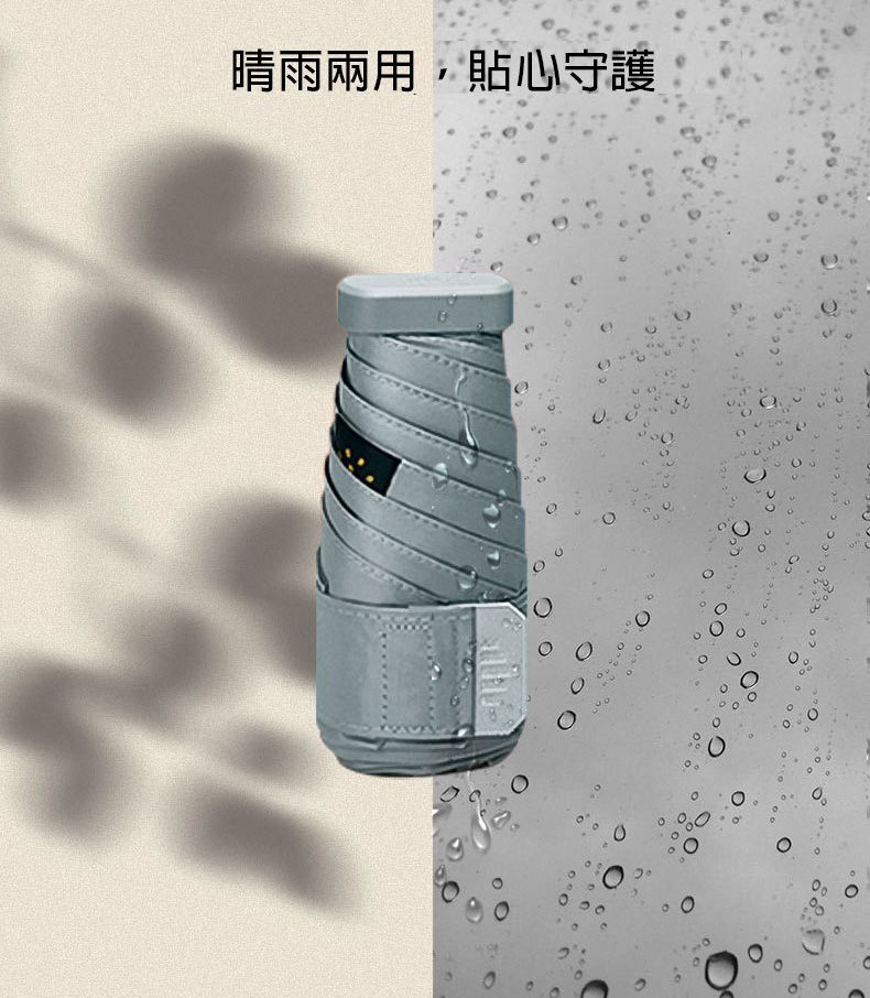 Beneunder - 六折迷你扁傘(附時尚手拿包)-高級灰