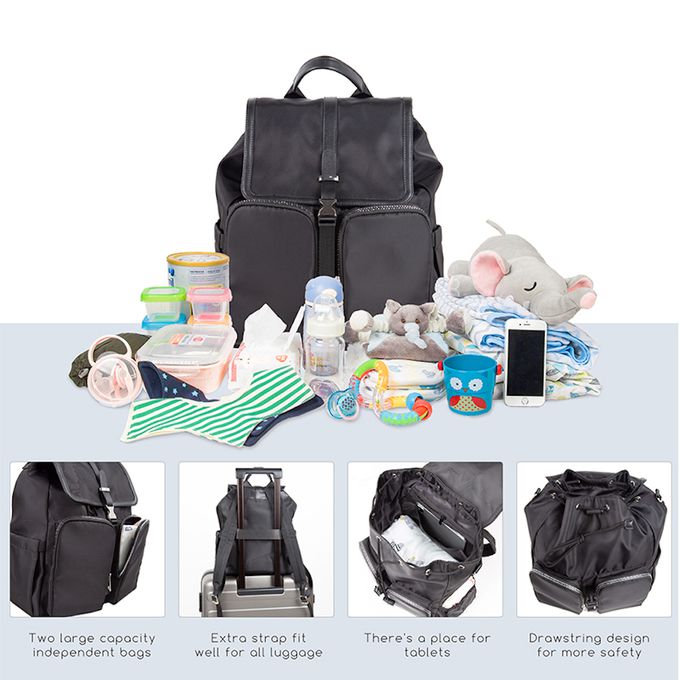 Heine 海恩 - 束口設計媽媽後背包 歐美版型媽媽包 (WIN-HD13C)-黑