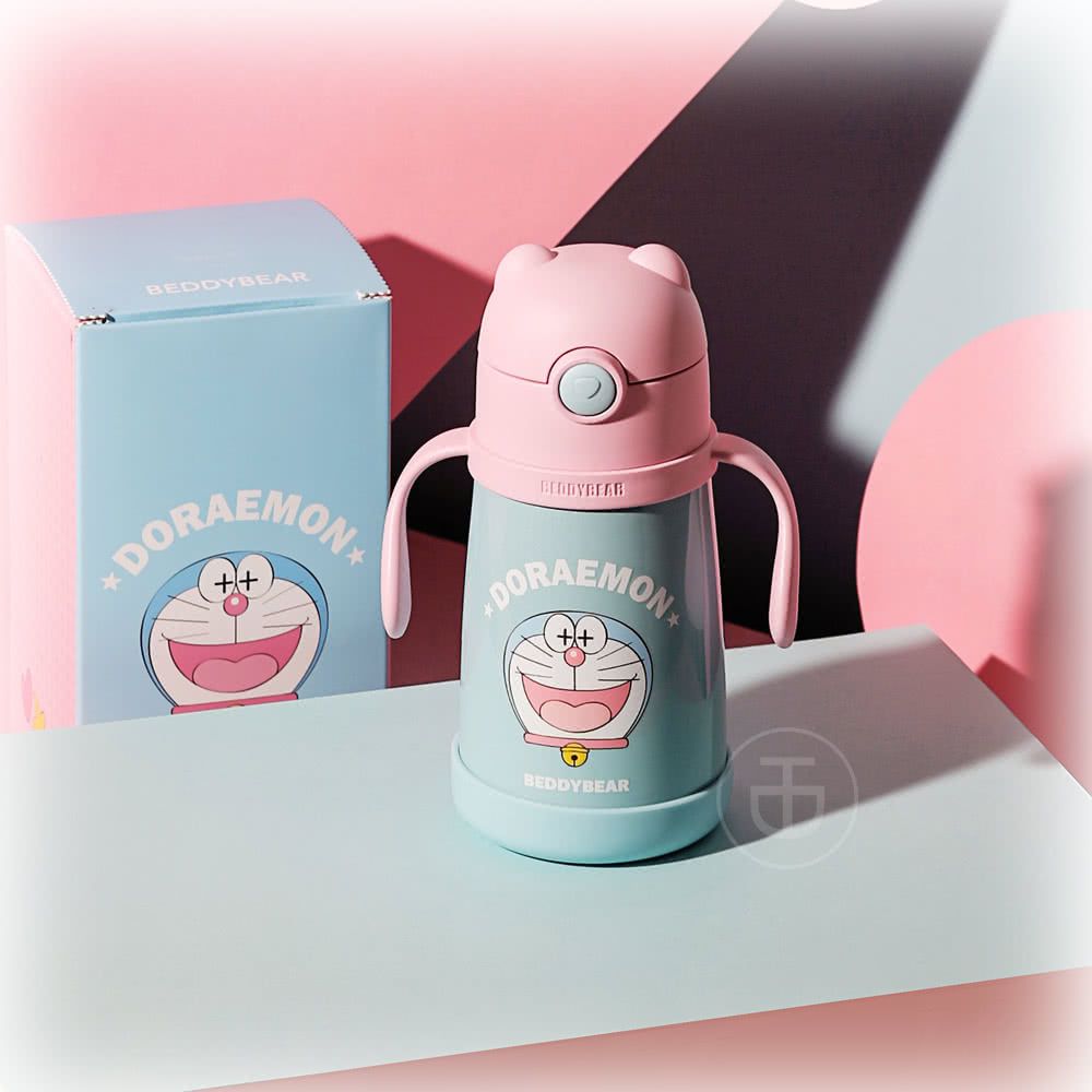 韓國 BEDDYBEAR - 杯具熊兒童寵物保溫學飲杯-哆啦A夢聯名款-粉色-320 ML