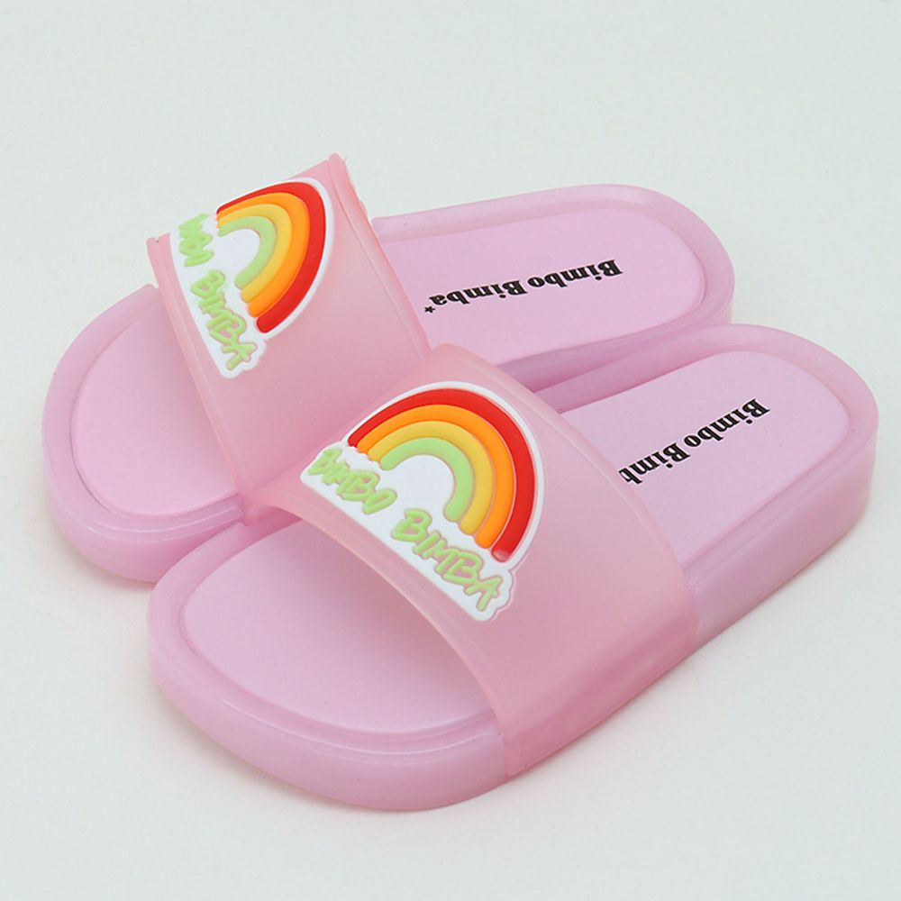 韓國 Bimbo Bimba - (LED燈)加厚底彩虹果凍拖鞋-粉紅