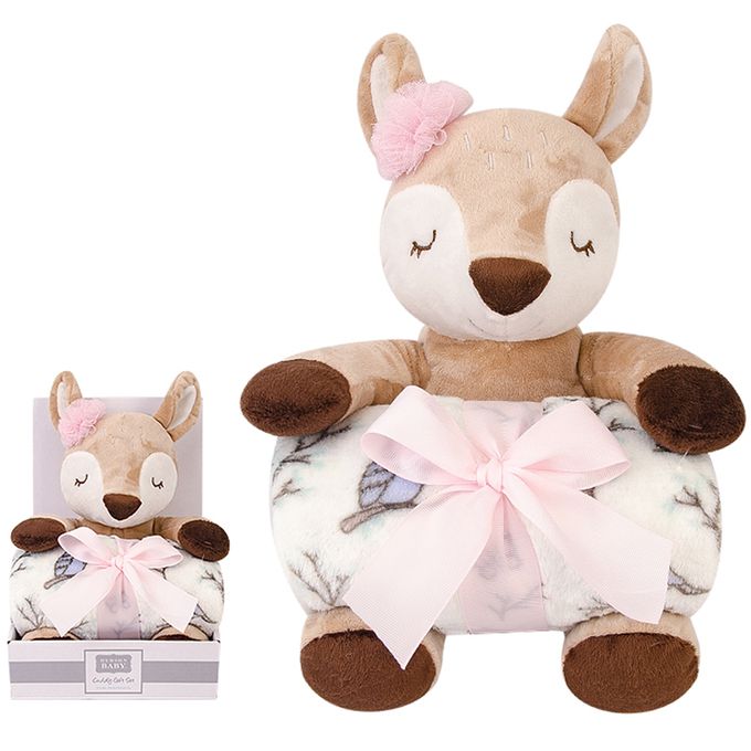 美國 Luvable Friends - 甜蜜寶貝嬰幼兒安撫娃娃＋毛毯_76x91cm_禮盒組-優雅小鹿