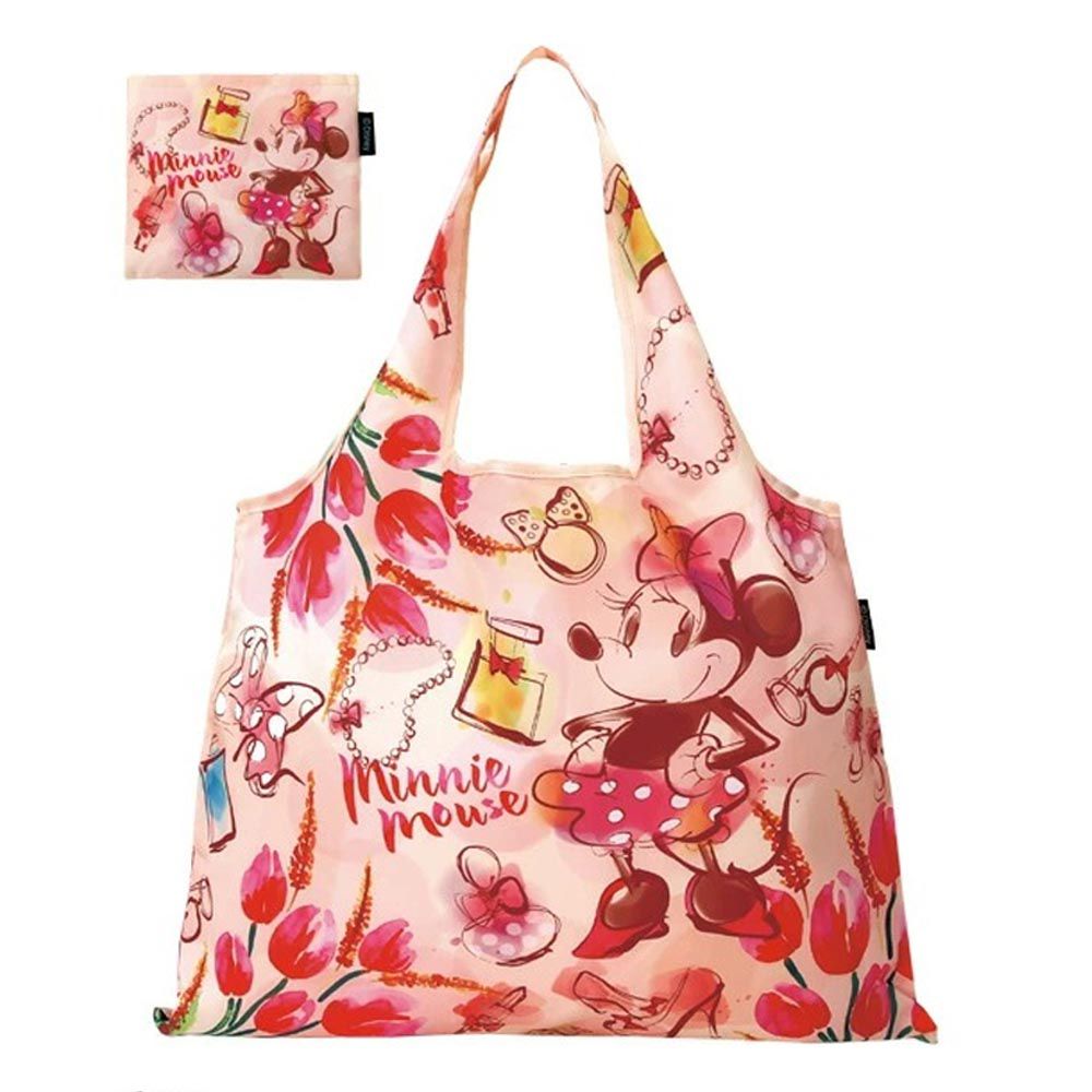 日本 PRAIRIE DOG - 2 WAY折疊印花購物袋-米妮-鬱金香紅