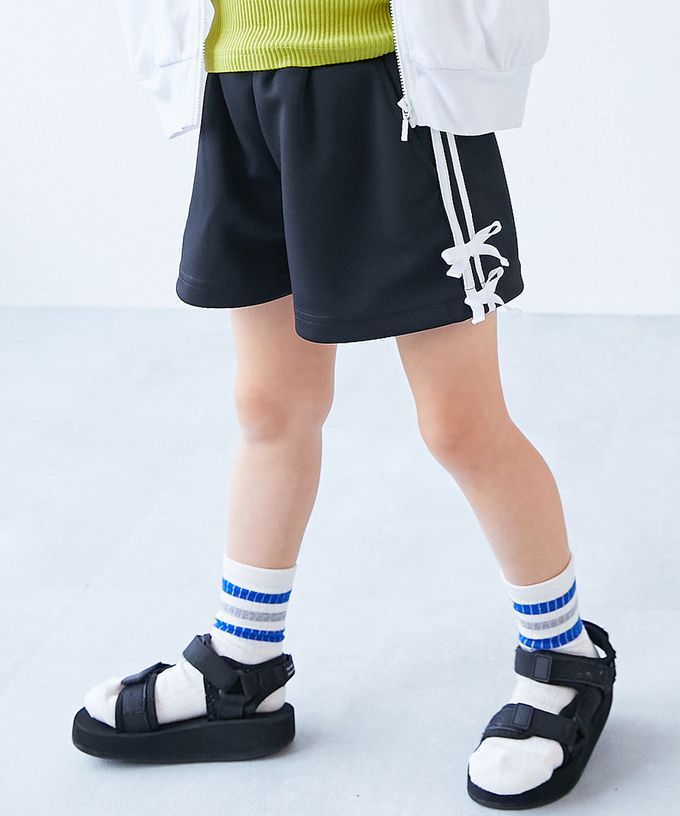 日本 devirock - 可愛側蝴蝶結厚磅短褲-黑