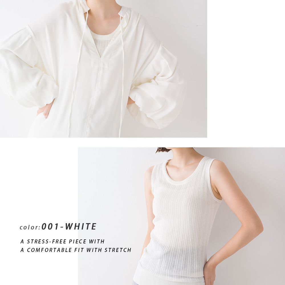 日本 OMNES - 純棉彈性羅紋無袖背心/內搭-灰黑