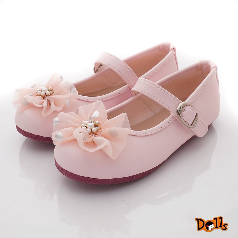 台灣製珍珠蕾絲公主鞋(中大童段)-公主鞋-粉