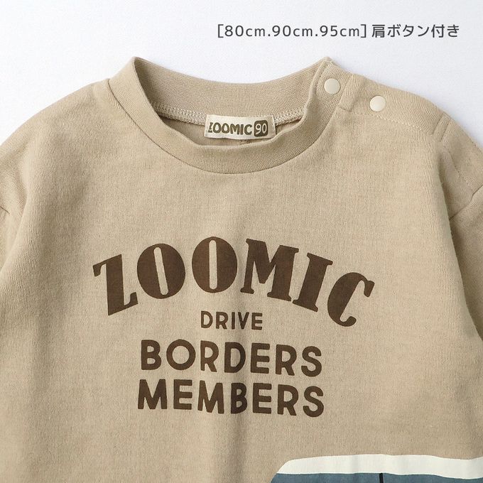 日本 ZOOLAND - 春季出遊印花長袖上衣-熊熊開車-卡其