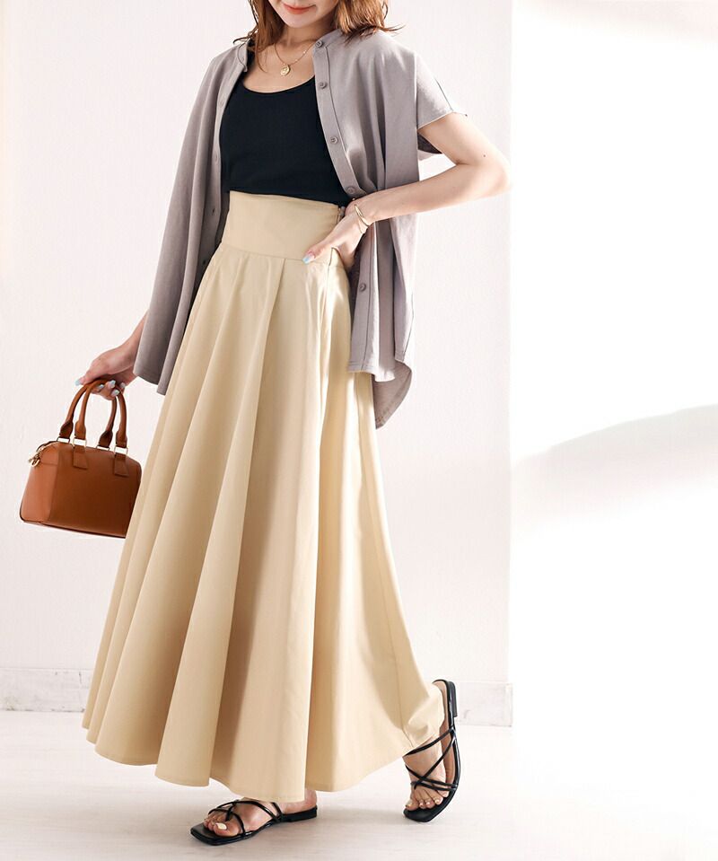 日本 Classical Elf - 百搭收腰設計修身長裙-杏