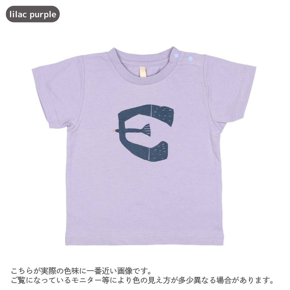 日本 ma lalumiere store - 100%棉 手繪風印花短袖上衣-海鷗-米白