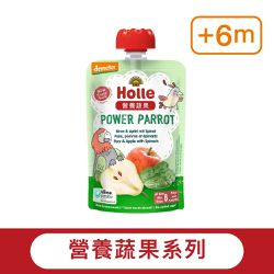 Holle禾樂純境 - 生物動力果泥 營養蔬果-元氣菠鸚鵡(梨, 蘋果, 菠菜)-年齡:6M+-100g