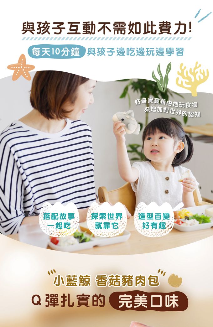 艾酷奇 - 小藍鯨造型包子 香菇豬肉包-60gX3入