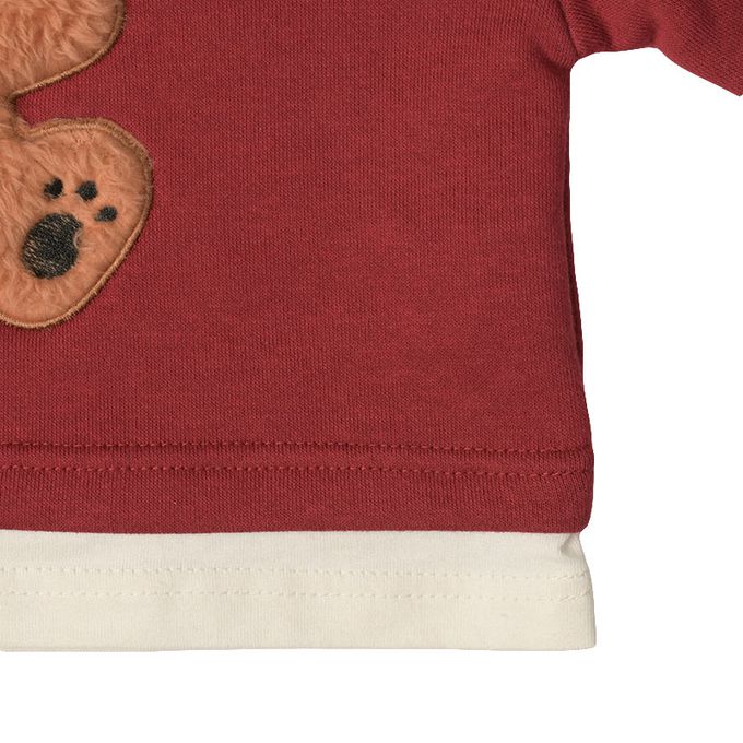 akachan honpo - 長袖休閒上衣-刷毛狗狗-紅色