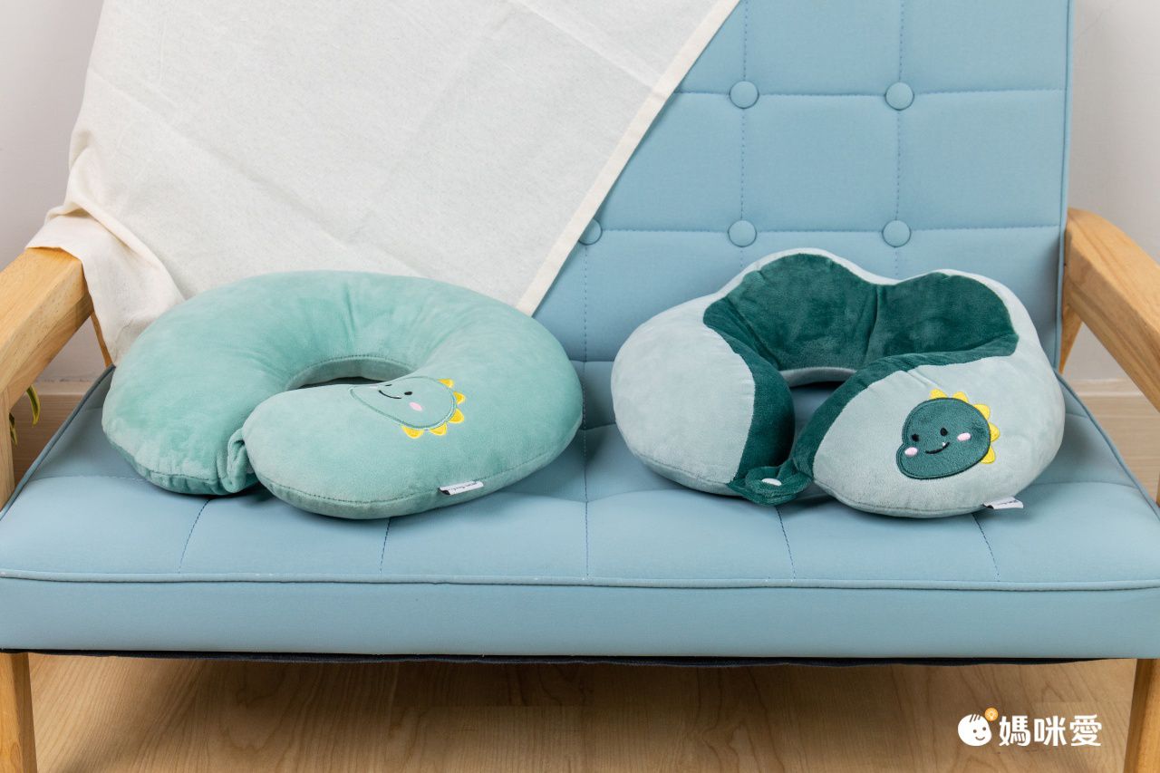 刺繡U型護頸枕-恐龍-淺綠色 (28x28x10cm)