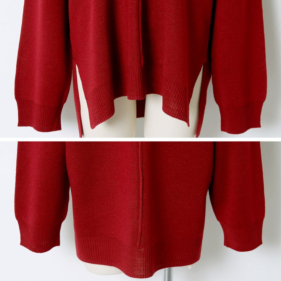 日本 Rejoule - 優雅簡約V領針織毛衣-質感紅