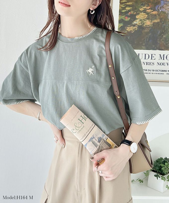 日本 Classical Elf - Java聯名 縫線刺繡風短袖T恤-炭黑