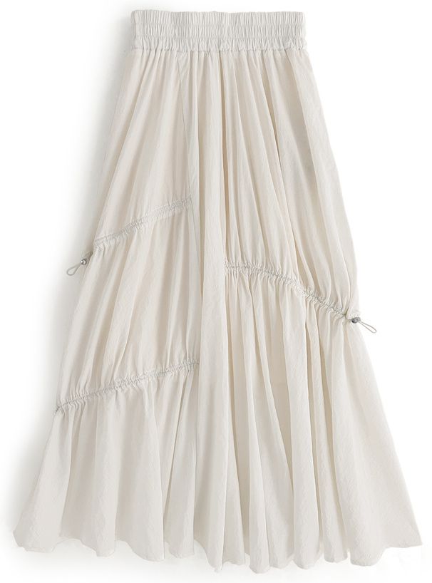 日本 GRL - 前後2WAY不規則抽繩長裙-軍綠