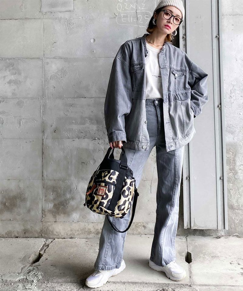 日本 Classical Elf - 2WAY美式休閒抽繩水桶包-豹紋