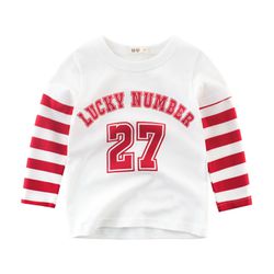 27KIDS - 純棉長袖上衣-幸運數字27-白色