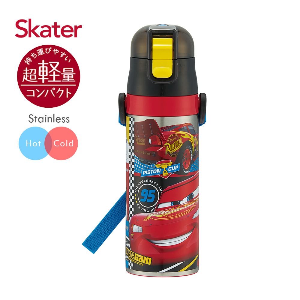 日本 SKATER - 兒童不鏽鋼直飲保溫水壺(470ml)-閃電麥坤-活塞盃