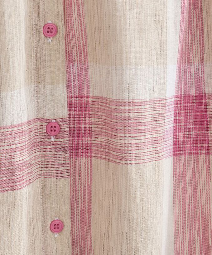 日本 Lupilien - 休閒率性格紋七分袖襯衫洋裝-藍系