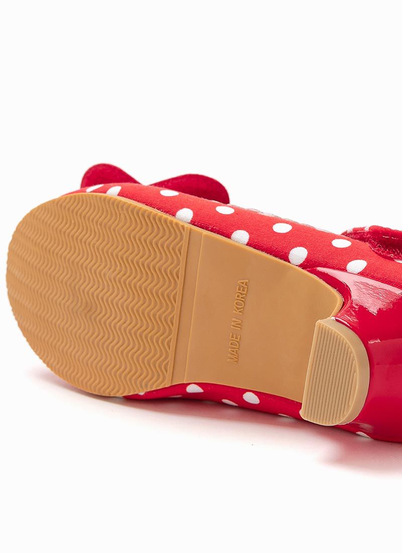 韓國 OZKIZ - 紅色點點低跟皮鞋
