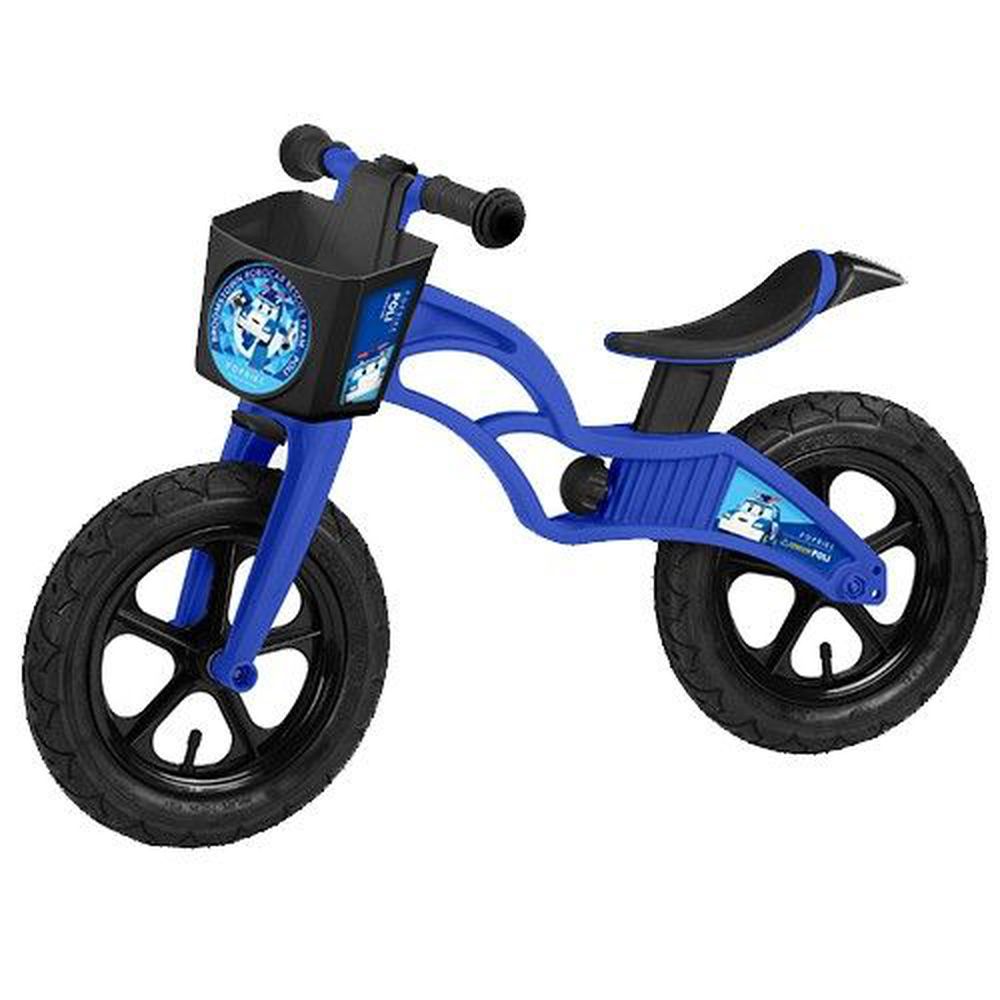 POLI 波力 - POLI波力救援小英雄聯名滑步車 - AIR 充氣胎 +專屬車籃+置車架-波力藍