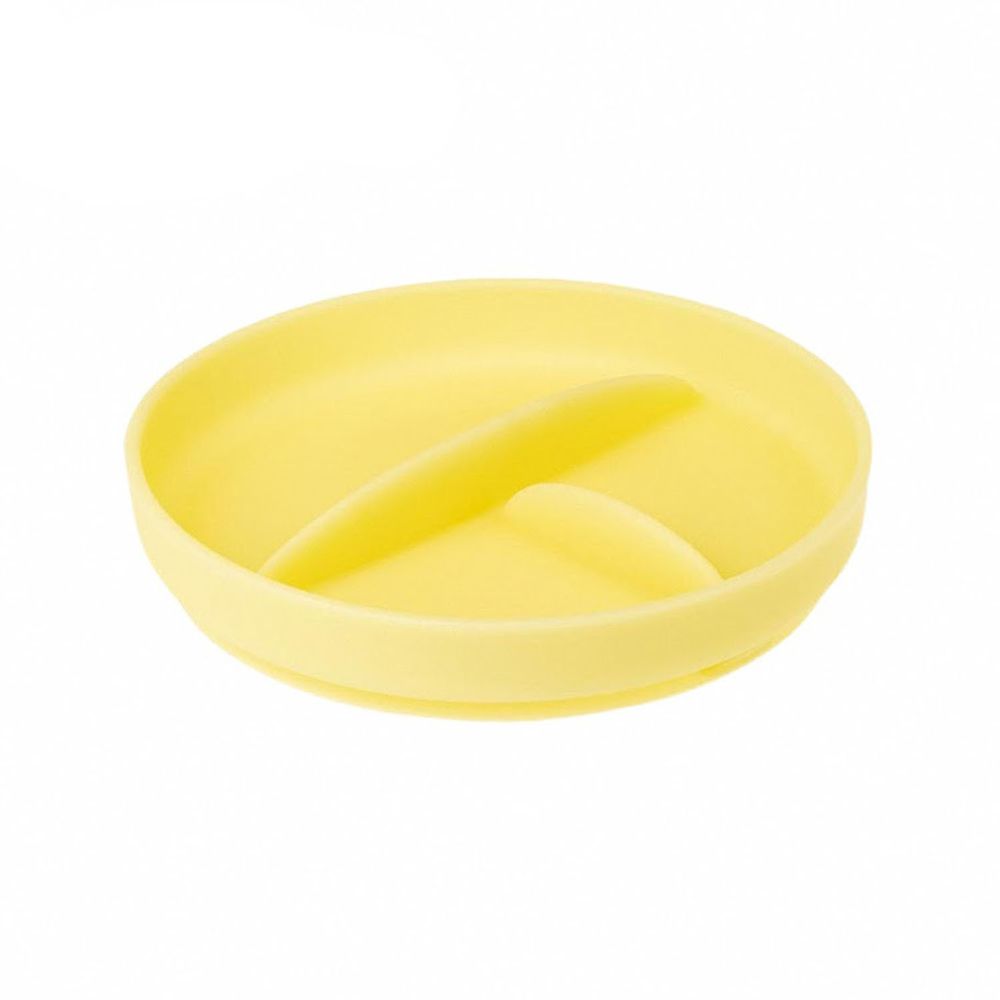 美國 Olababy - 防滑矽膠分隔餐盤-檸檬黃