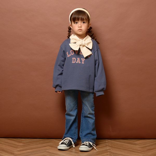 日本 Lycee mine - 大蝴蝶結優雅糖果袖襯衫-格子-卡其