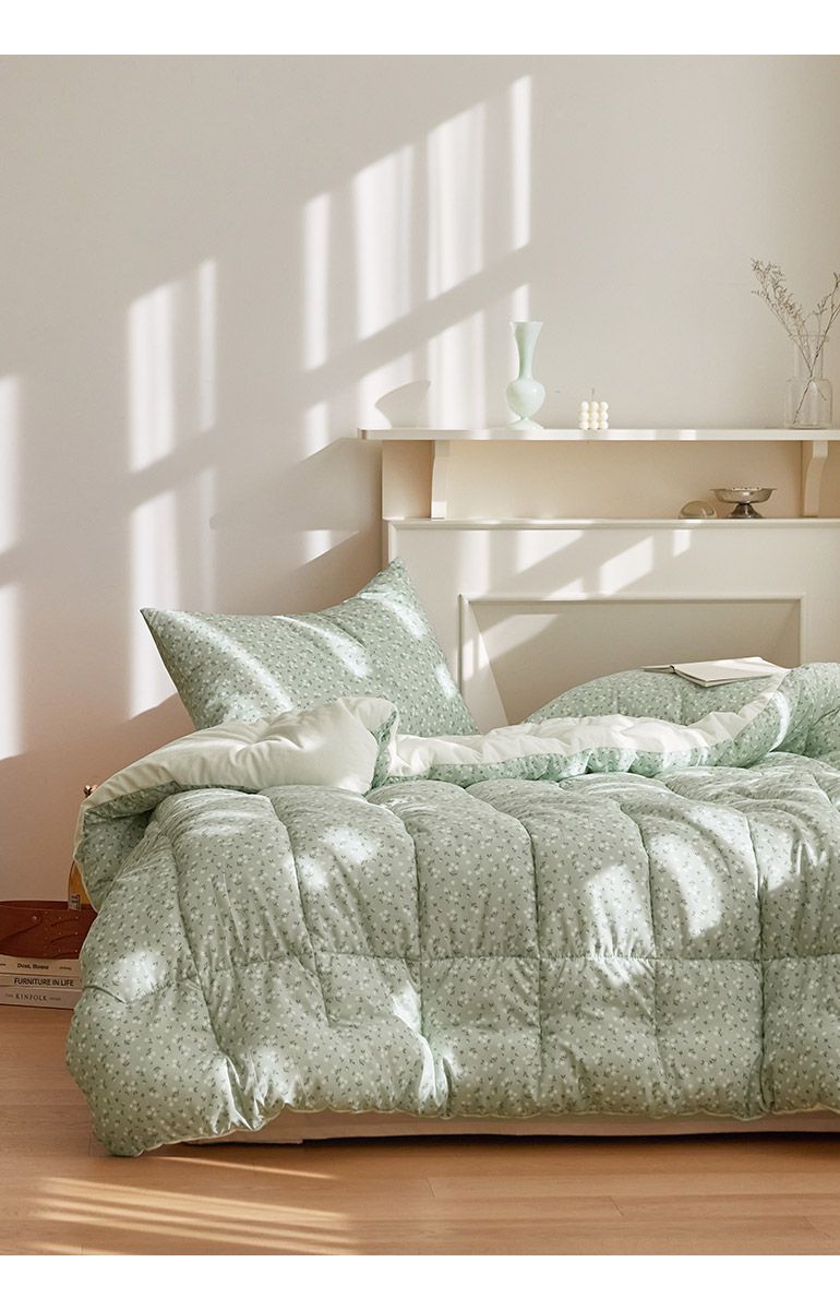 韓國 Maatila - 可水洗超細纖維桃皮感棉被(冬被)-綠庭院花圃