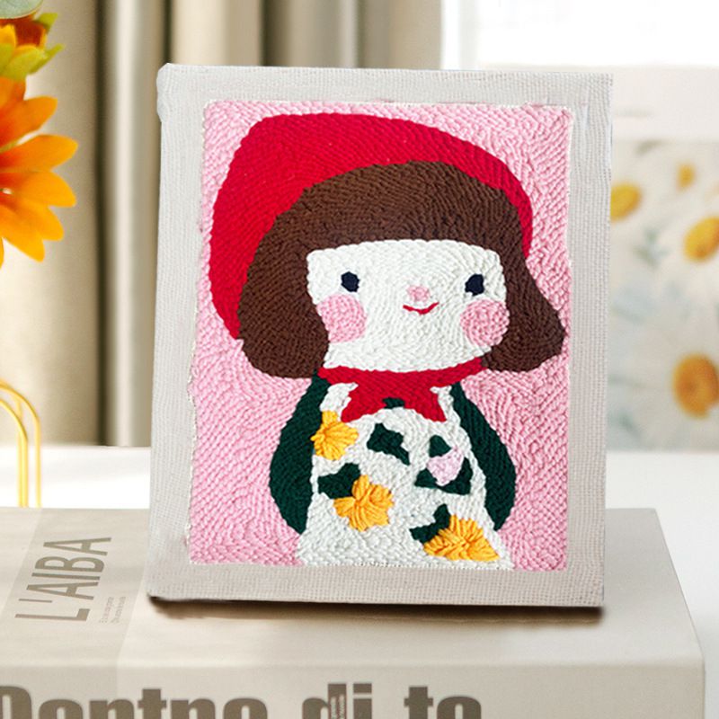 DIY手工毛線刺繡/俄羅斯戳戳繡(含外框+可調檔戳戳筆)-貓咪 (約25x30cm)