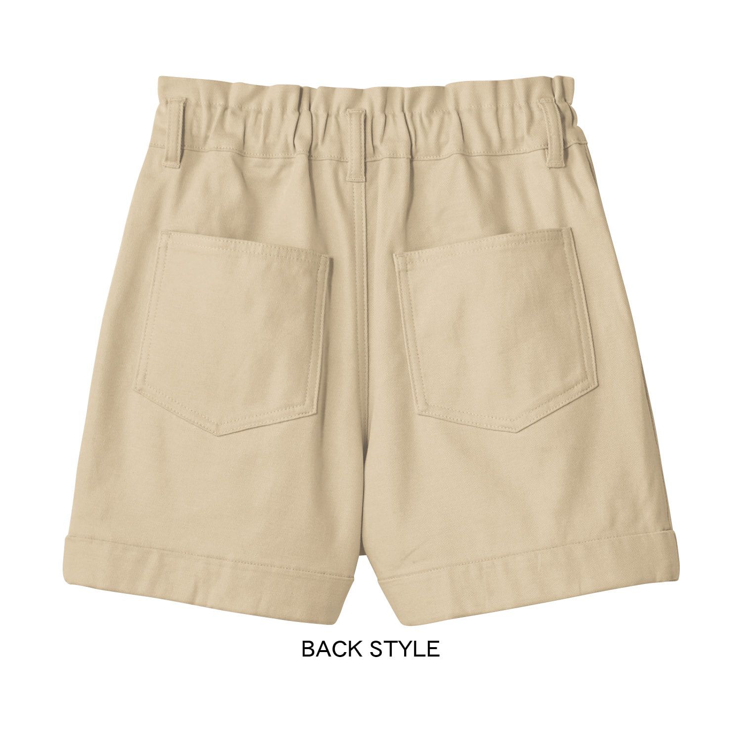 日本 Papel lapiz - 附皮帶腰荷葉邊休閒短褲(腰圍可調)-象牙米