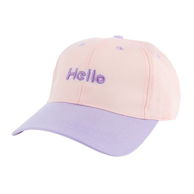 HUGGER - 小文青撞色兒童棒球帽 Hello粉紫色(防曬透氣遮陽輕量小孩鴨舌)-Hello粉紫色-70g