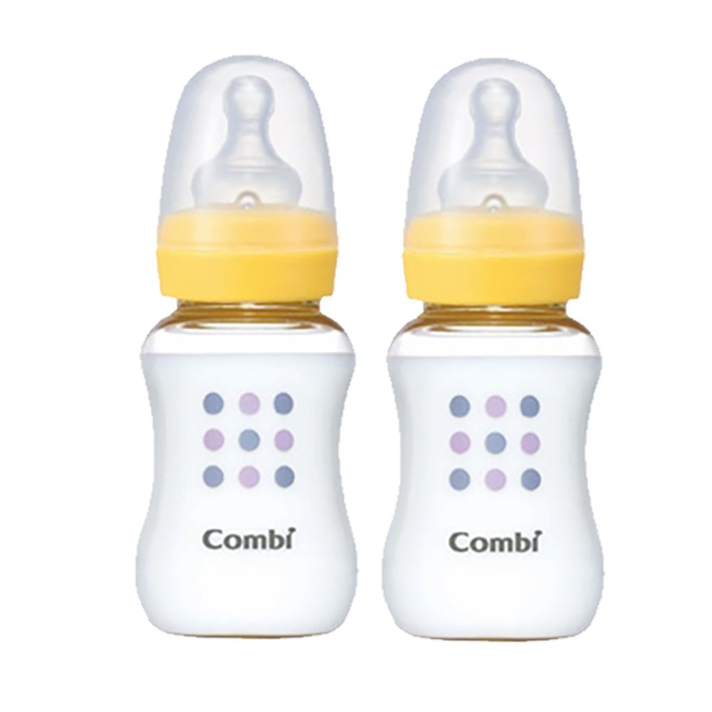 日本 Combi - 母乳力學標準 PES 奶瓶-2入實用組-黃色-150mLx2