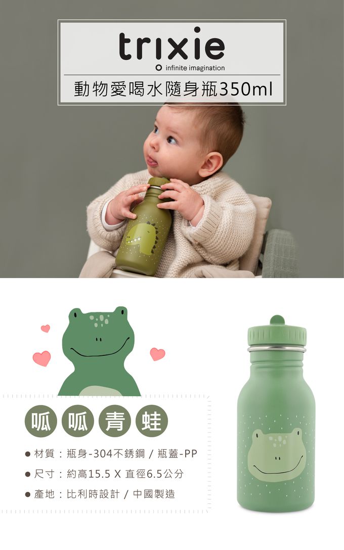 比利時 Trixie - 動物愛喝水隨身瓶350ml-呱呱青蛙