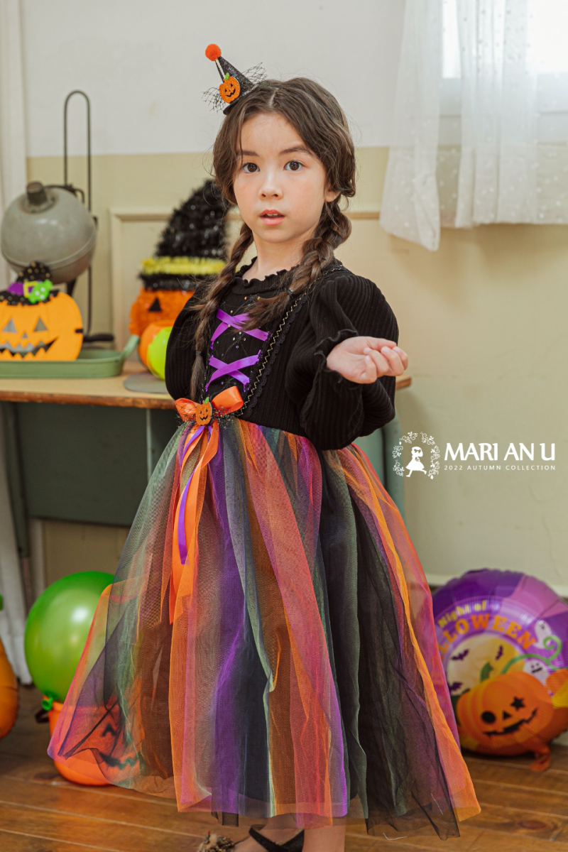 韓國 Mari an u - 萬聖節多彩網紗魔女洋裝