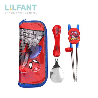 韓國 Lilfant - 附袋不鏽鋼學習匙筷組(左右手)-蜘蛛人